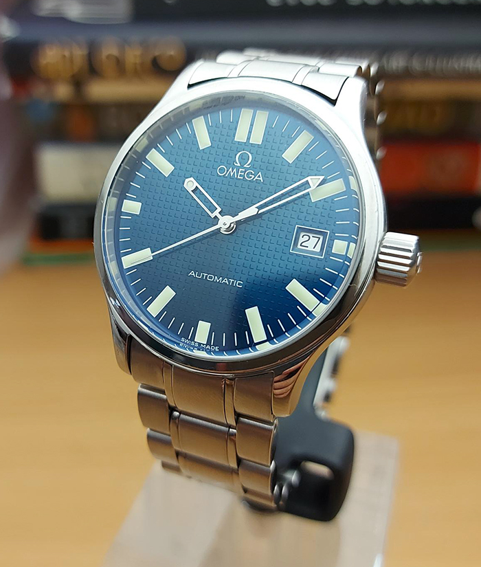 Omega Dynamic Electric Blue Waffle Dial Wristwatch Ref. 5203.81